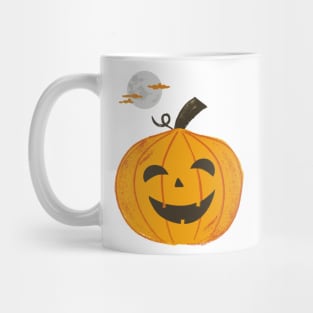 Halloween Carved Pumpkin Under The Moon (White) Mug